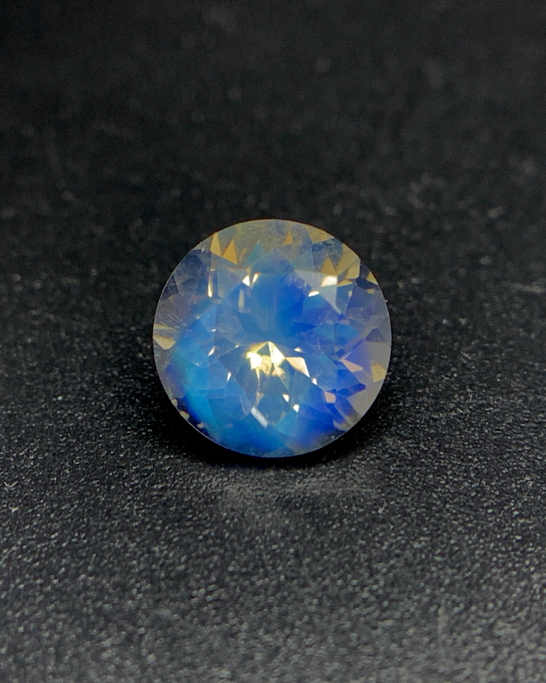 Natural Blue Fire Rainbow Moonstone 1.51 Carat 7.5x7.5 MM Round Shape Faceted Gemstone 