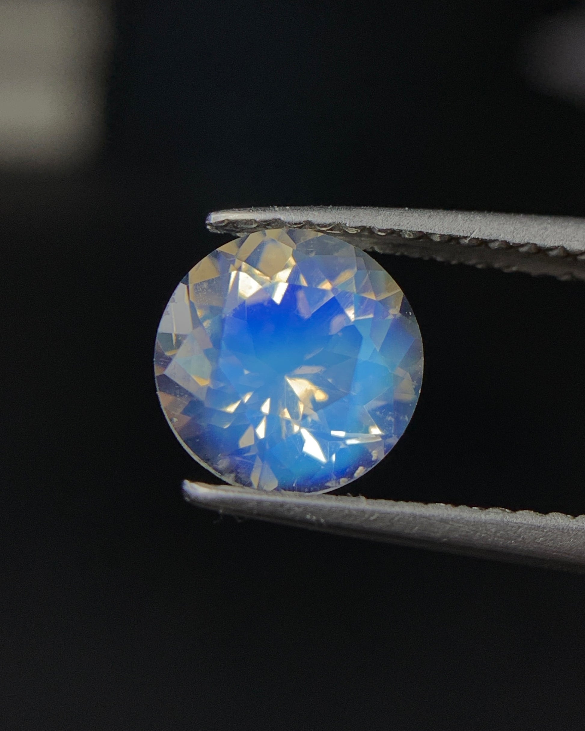 Natural Blue Fire Rainbow Moonstone 1.51 Carat 7.5x7.5 MM Round Shape Faceted Gemstone 