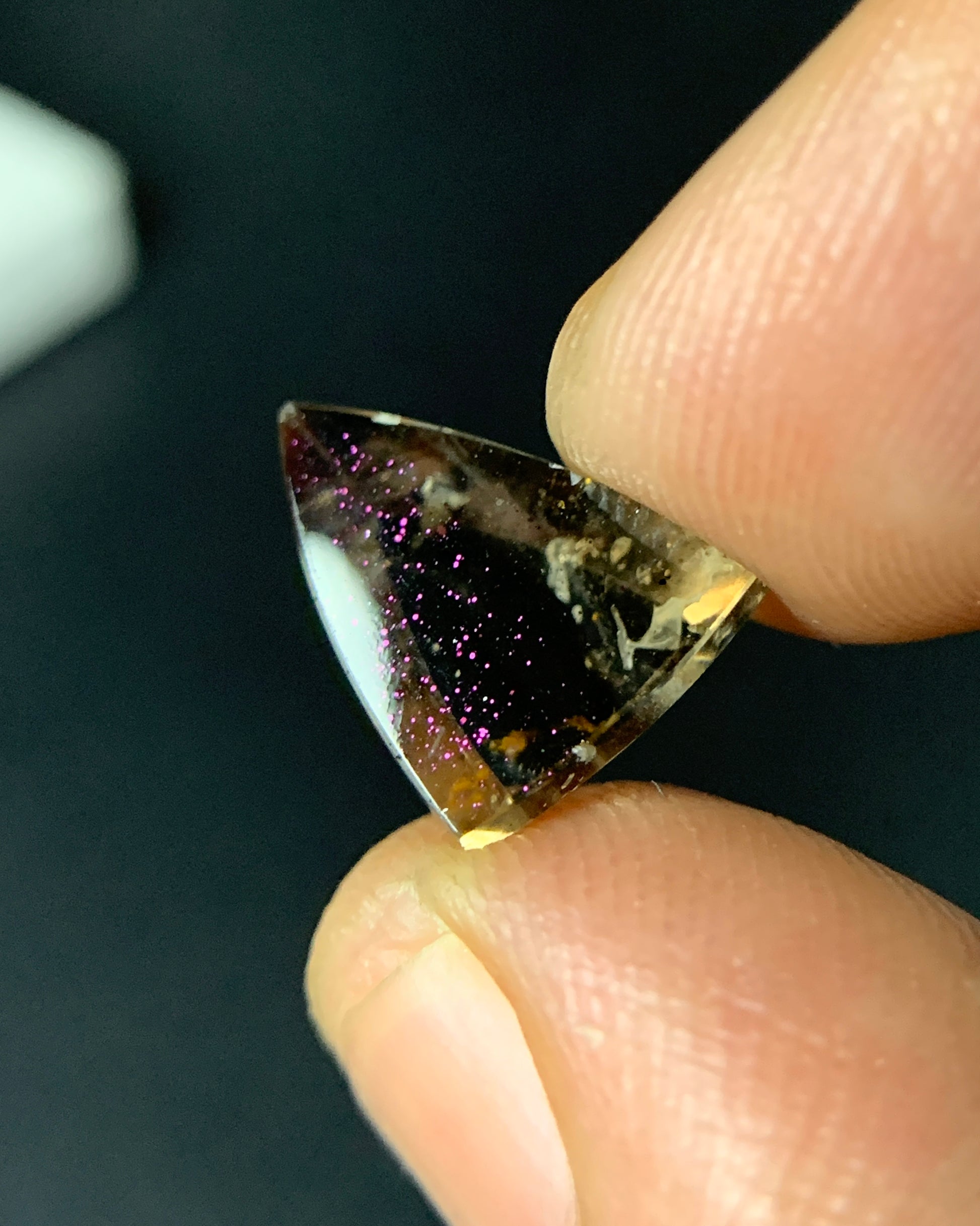Natural Rare Pink Fire Quartz 4.12 Carat 12.1x9.2 MM Freeform Shape Covellite Quartz Gemstone from Brazil