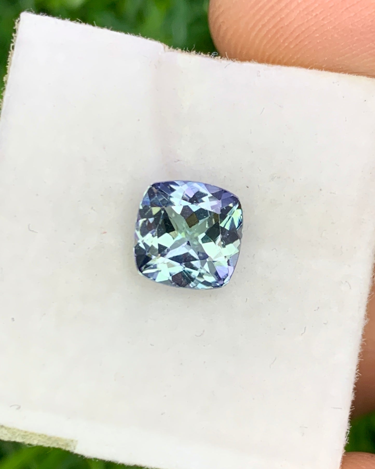 Natural Bi Color Tanzanite 1.38 Carat 6.5x6.5 MM Cushion Shape Faceted Gemstone