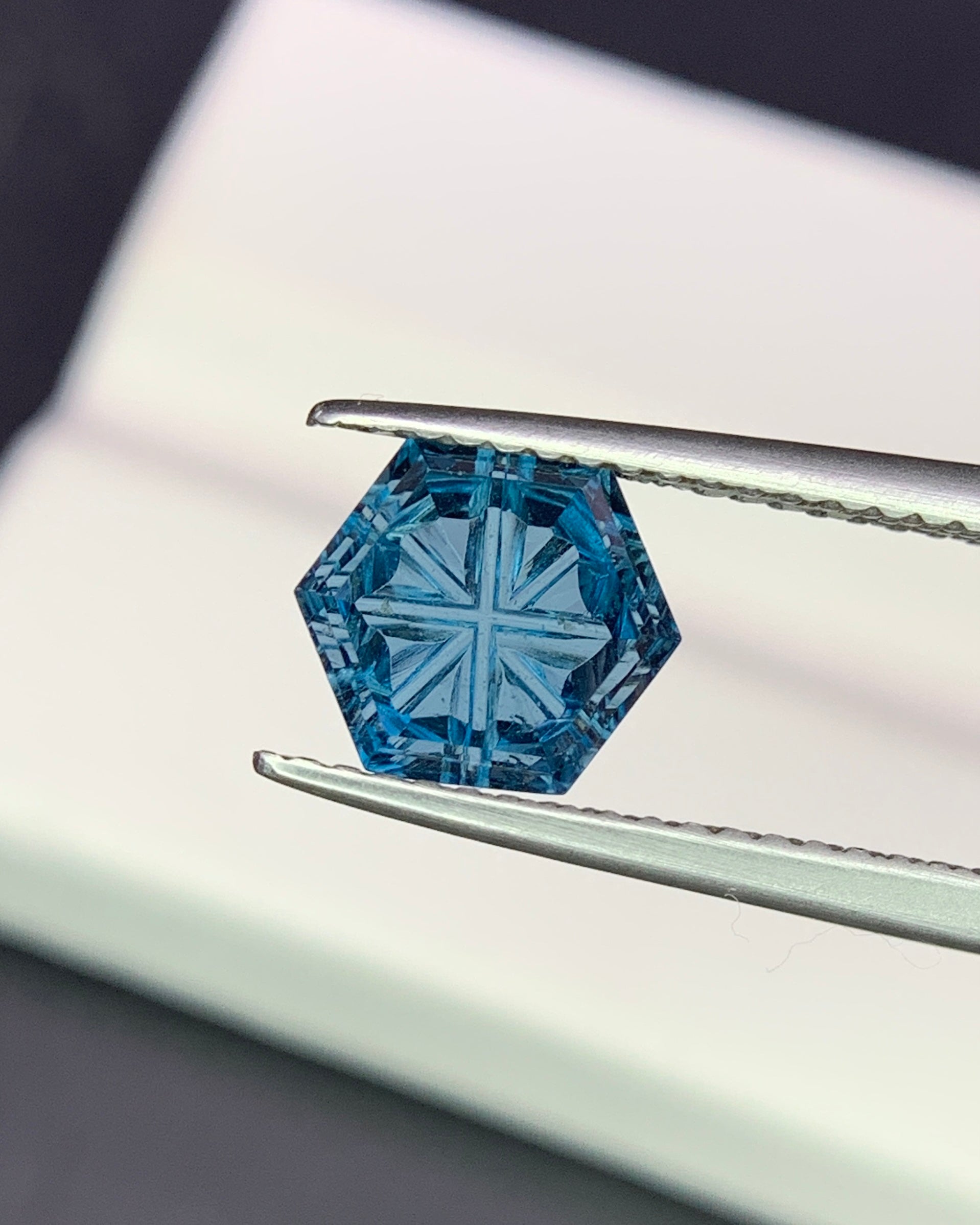 Natural London Blue Topaz 1.97 Carat 7.2x7.2 MM Hexagon Shape Starbrite Cut Faceted Gemstone 