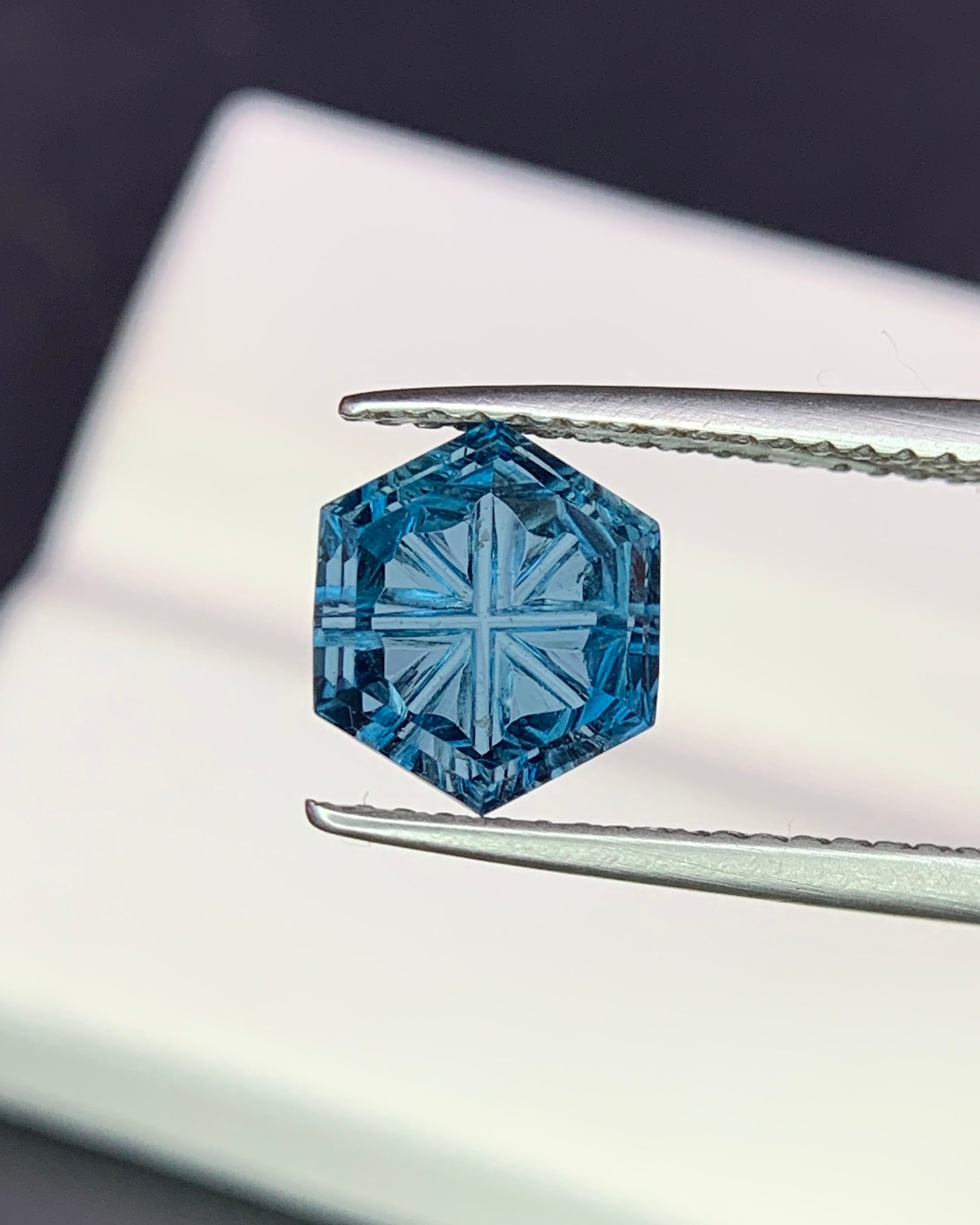 Natural London Blue Topaz 1.97 Carat 7.2x7.2 MM Hexagon Shape Starbrite Cut Faceted Gemstone 