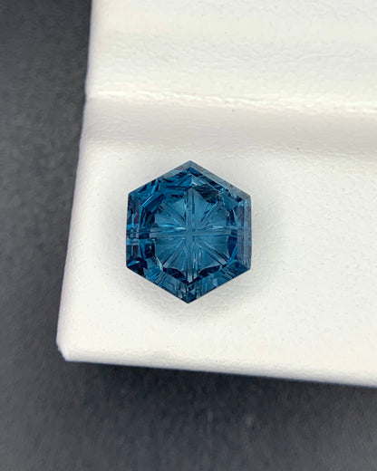 Natural London Blue Topaz 1.97 Carat 7.2x7.2 MM Hexagon Shape Starbrite Cut Faceted Gemstone 