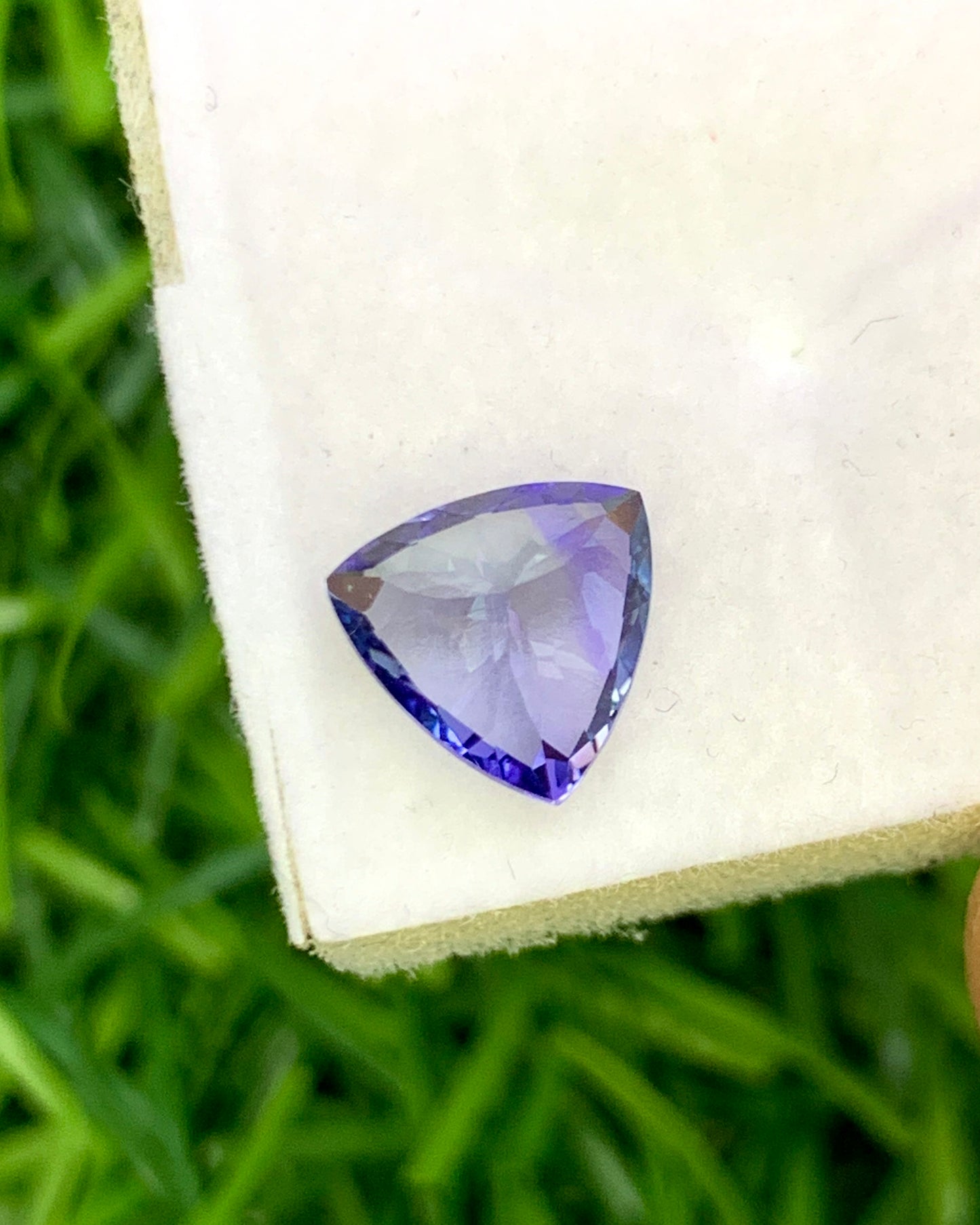 Natural Bi Color Tanzanite 1.38 Carat 7.8x7.8 MM Trillion Shape Faceted Gemstone