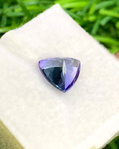 Natural Bi Color Tanzanite 1.38 Carat 7.8x7.8 MM Trillion Shape Faceted Gemstone