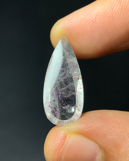 Natural Rare Pink Fire Quartz 8.29 Carat 22x9.3 MM Pear Shape Covellite Quartz Gemstone from Brazil 