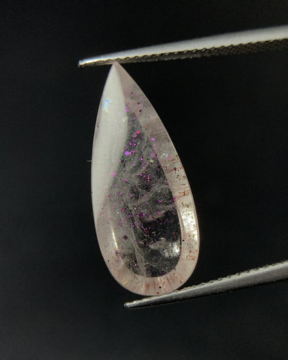 Natural Rare Pink Fire Quartz 8.29 Carat 22x9.3 MM Pear Shape Covellite Quartz Gemstone from Brazil 