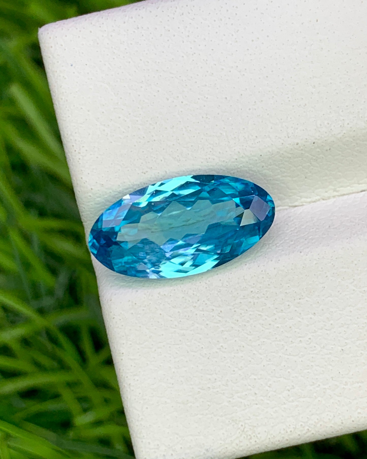Natural Cambodian Blue Zircon 4.31 Carat 13.5x7 MM Oval Shape Faceted Gemstone