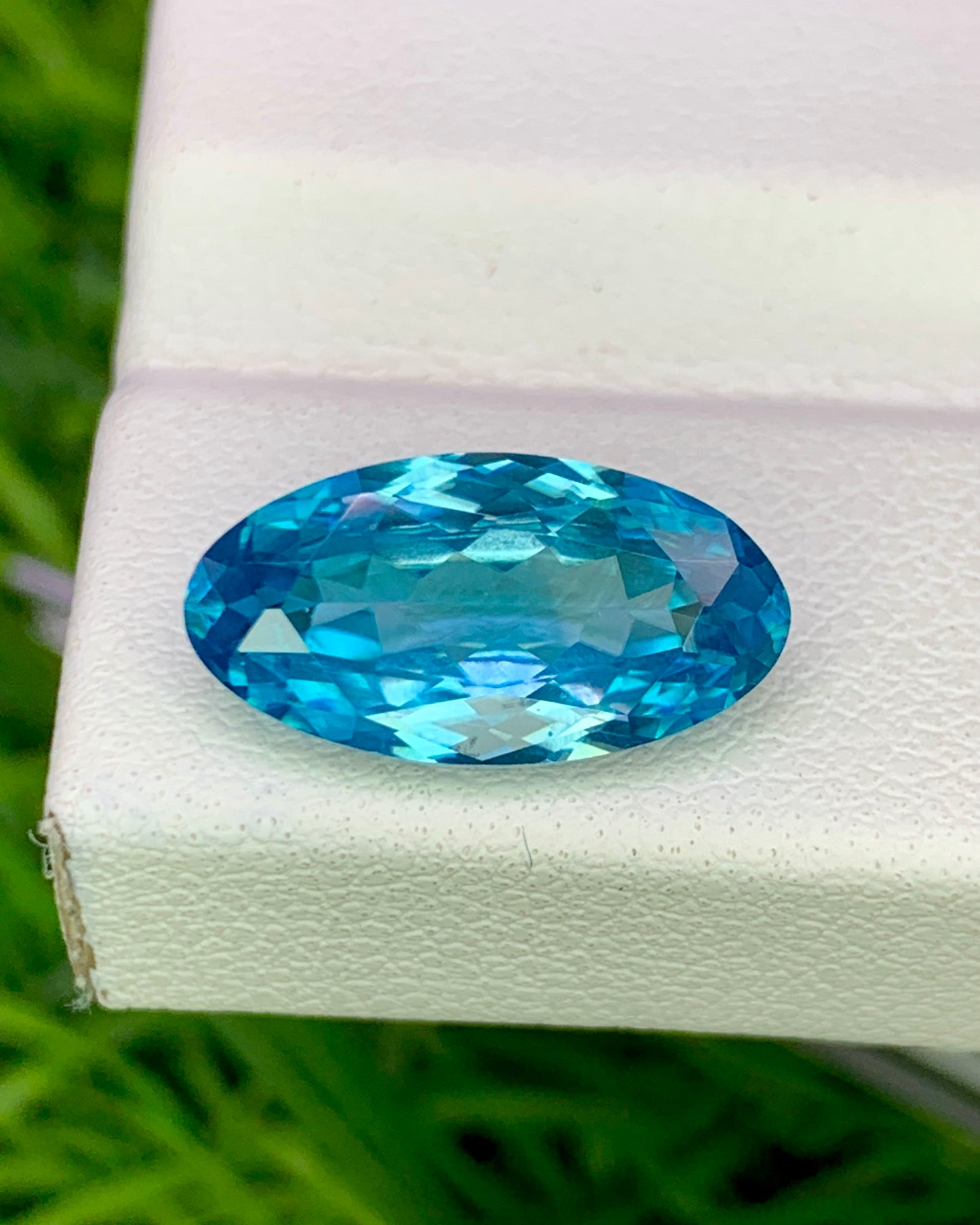 Natural Cambodian Blue Zircon 4.31 Carat 13.5x7 MM Oval Shape Faceted Gemstone