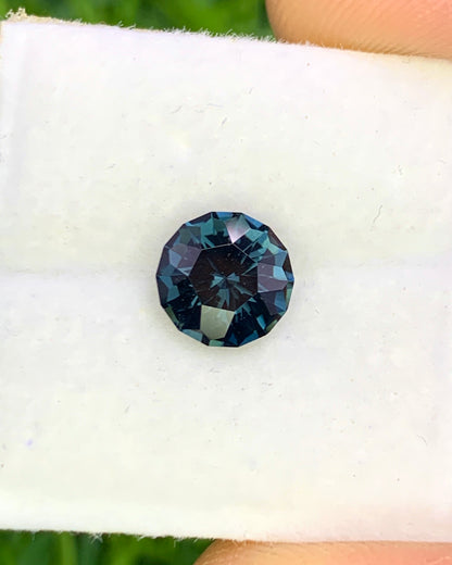 Natural Teal Spinel 1.18 Carat 7x7 MM Round Corner Cut Faceted Gemstone