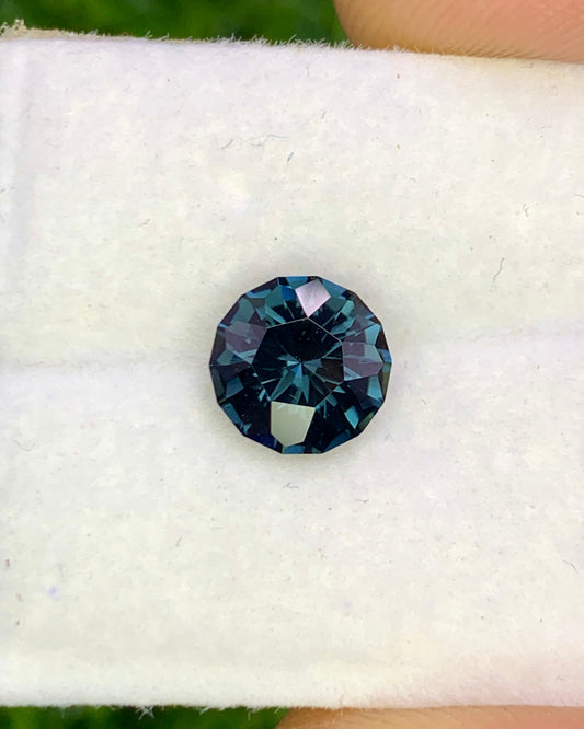 Natural Teal Spinel 1.18 Carat 7x7 MM Round Corner Cut Faceted Gemstone