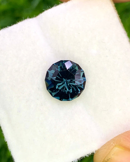 Natural Teal Spinel 1.18 Carat 7x7 MM Round Corner Cut Faceted Gemstone