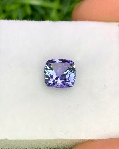 Natural Bi Color Tanzanite 1.25 Carat 6.5x6.5 MM Cushion Shape Faceted Gemstone