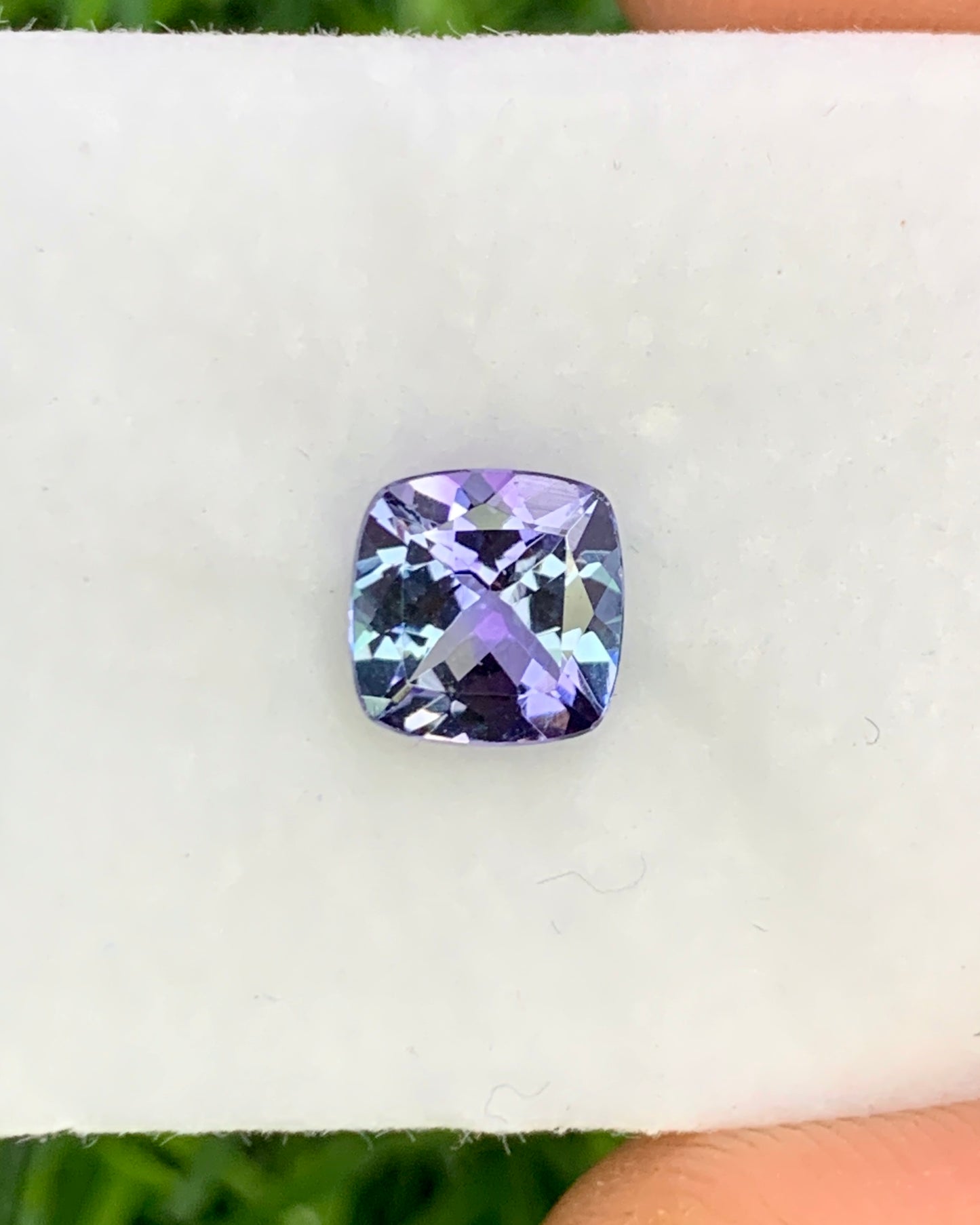 Natural Bi Color Tanzanite 1.25 Carat 6.5x6.5 MM Cushion Shape Faceted Gemstone