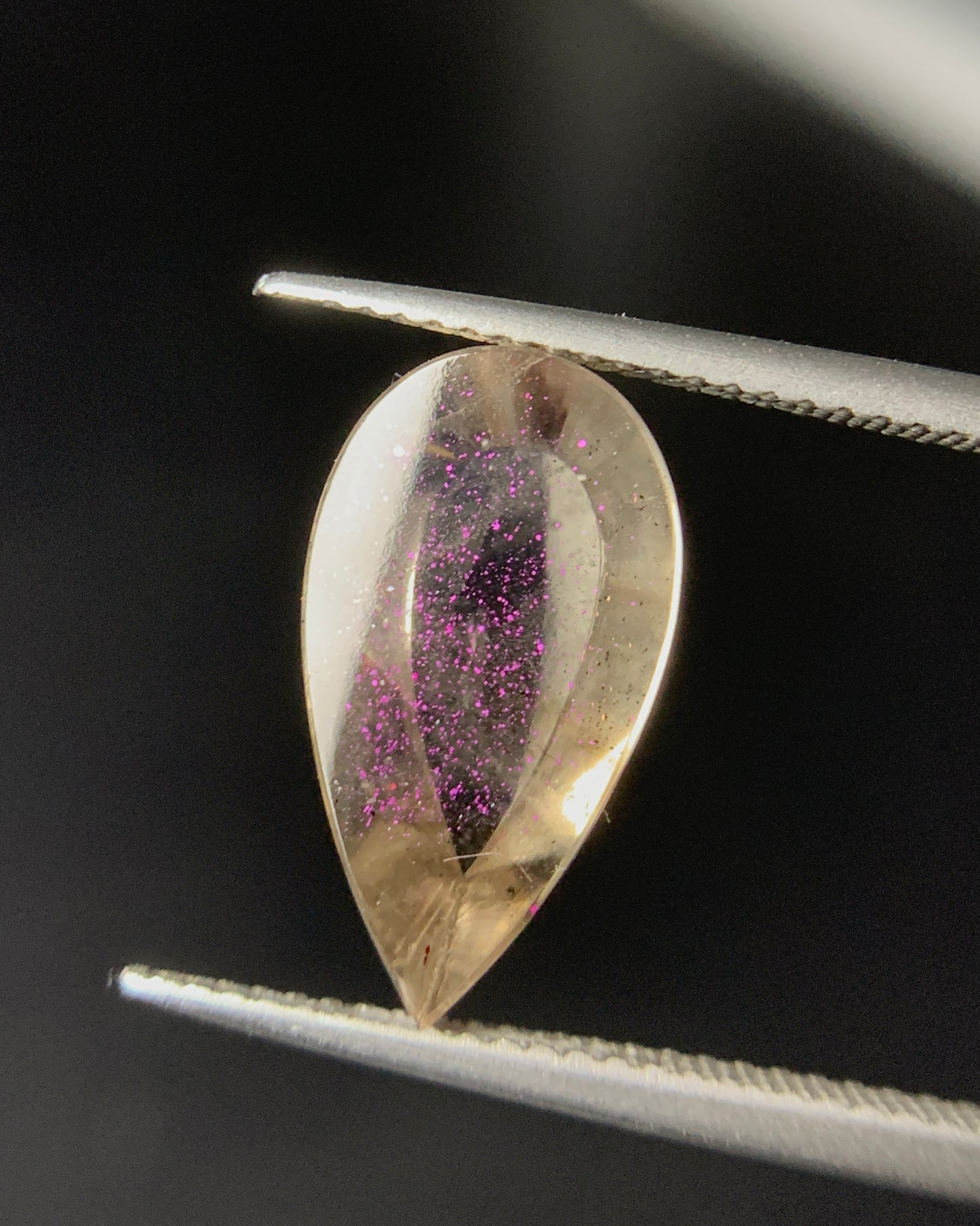 Natural Rare Pink Fire Quartz 4.70 Carat 19x16 MM Pear Shape Covellite Quartz Gemstone from Brazil 