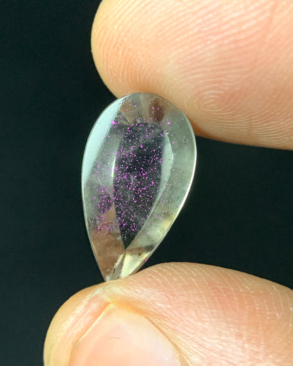 Natural Rare Pink Fire Quartz 4.70 Carat 19x16 MM Pear Shape Covellite Quartz Gemstone from Brazil 