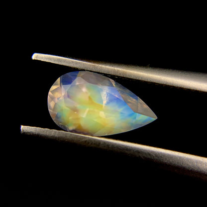 Natural Multi-Fire Rainbow Moonstone 0.73 Carat 8.4x4.9 MM Pear Shape Faceted Gemstone