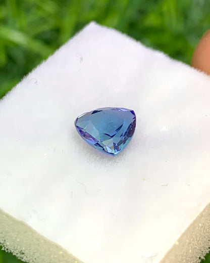 Natural Bi Color Tanzanite 0.92 Carat 6.3x6.3 MM Trillion Shape Faceted Gemstone