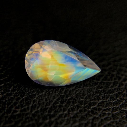 Natural Multi-Fire Rainbow Moonstone 0.73 Carat 8.4x4.9 MM Pear Shape Faceted Gemstone