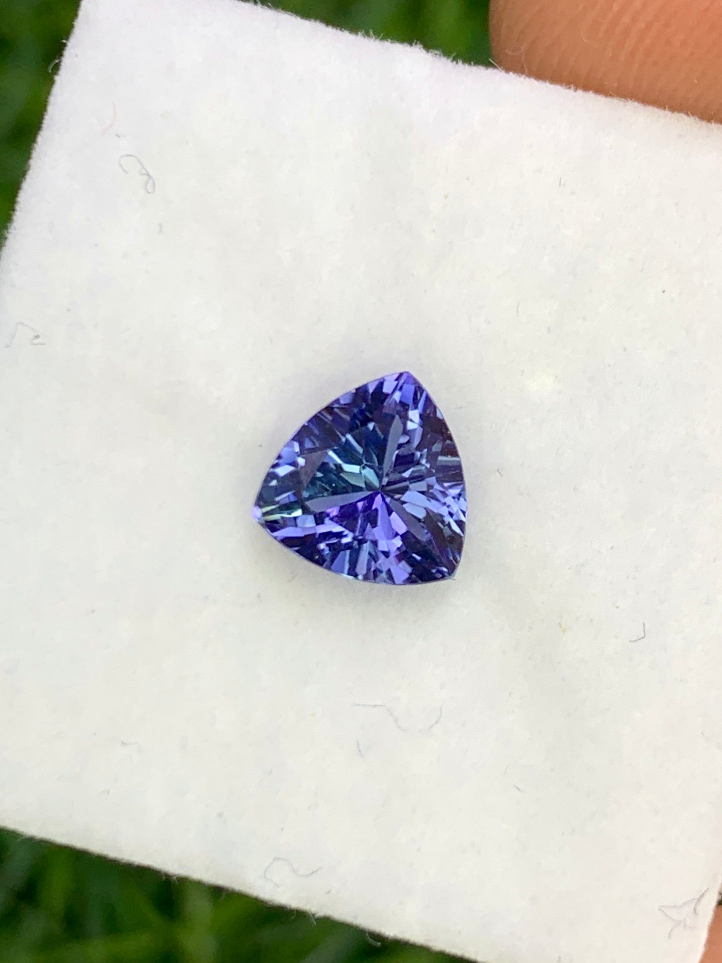 Natural Bi Color Tanzanite 0.92 Carat 6.3x6.3 MM Trillion Shape Faceted Gemstone