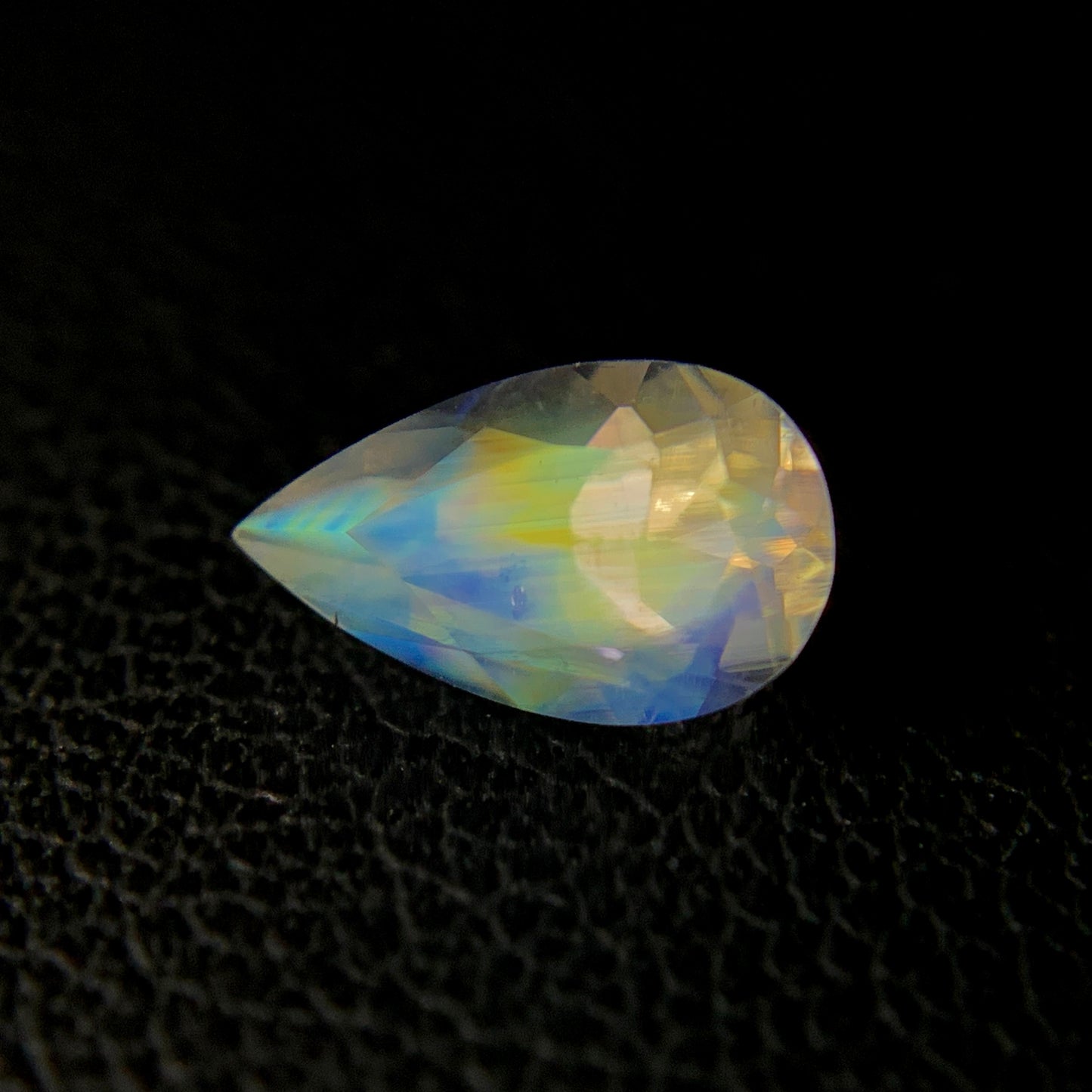 Natural Multi-Fire Rainbow Moonstone 0.73 Carat 8.4x4.9 MM Pear Shape Faceted Gemstone