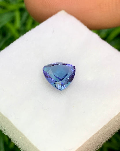 Natural Bi Color Tanzanite 0.92 Carat 6.3x6.3 MM Trillion Shape Faceted Gemstone