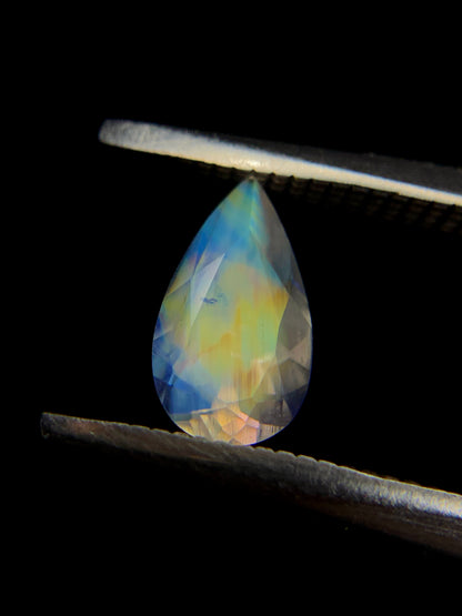 Natural Multi-Fire Rainbow Moonstone 0.73 Carat 8.4x4.9 MM Pear Shape Faceted Gemstone