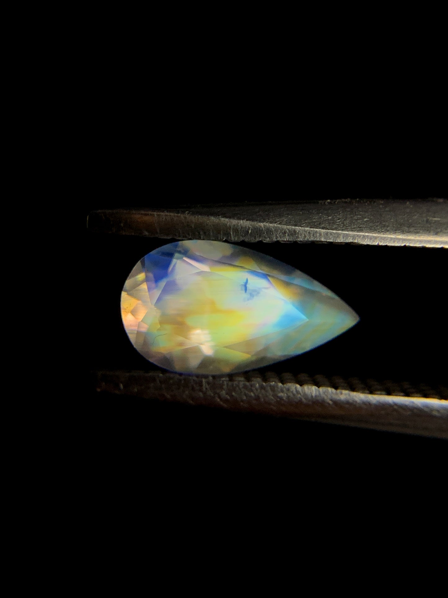 Natural Multi-Fire Rainbow Moonstone 0.73 Carat 8.4x4.9 MM Pear Shape Faceted Gemstone