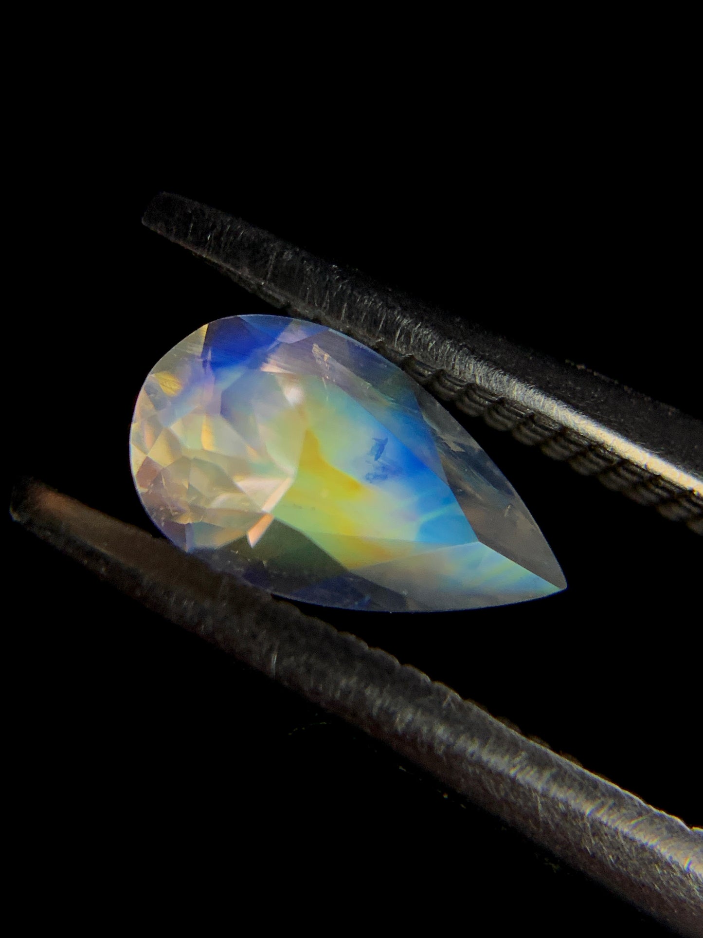 Natural Multi-Fire Rainbow Moonstone 0.73 Carat 8.4x4.9 MM Pear Shape Faceted Gemstone