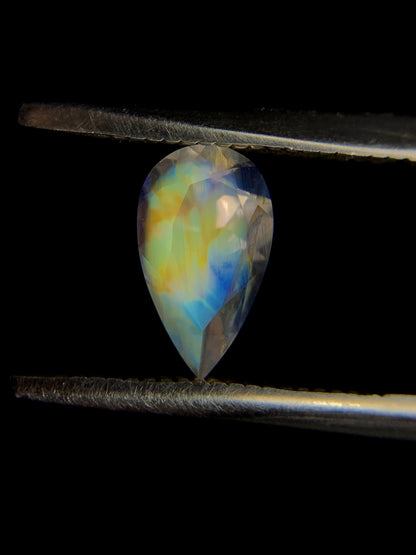 Natural Multi-Fire Rainbow Moonstone 0.73 Carat 8.4x4.9 MM Pear Shape Faceted Gemstone