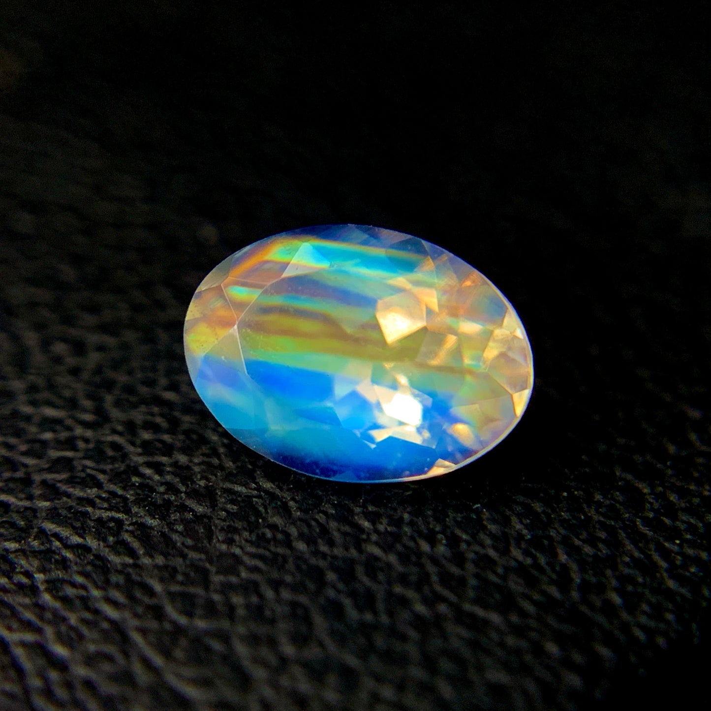 Natural Rainbow Moonstone 0.73 Carat 6.9x5.1 MM Oval Shape Faceted Gemstone