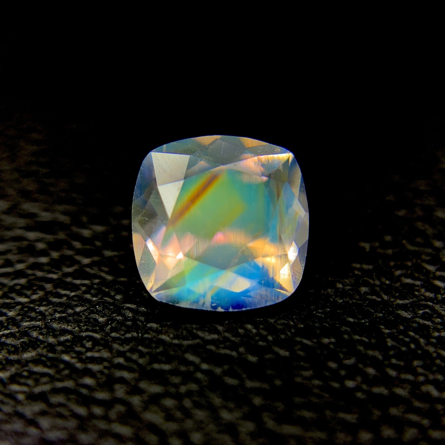 Natural Multi-Fire  Rainbow Moonstone 0.66 Carat 5.7x5.7 MM Cushion Shape Faceted Gemstone