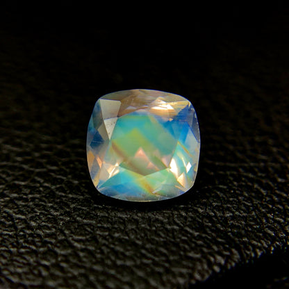 Natural Multi-Fire  Rainbow Moonstone 0.66 Carat 5.7x5.7 MM Cushion Shape Faceted Gemstone