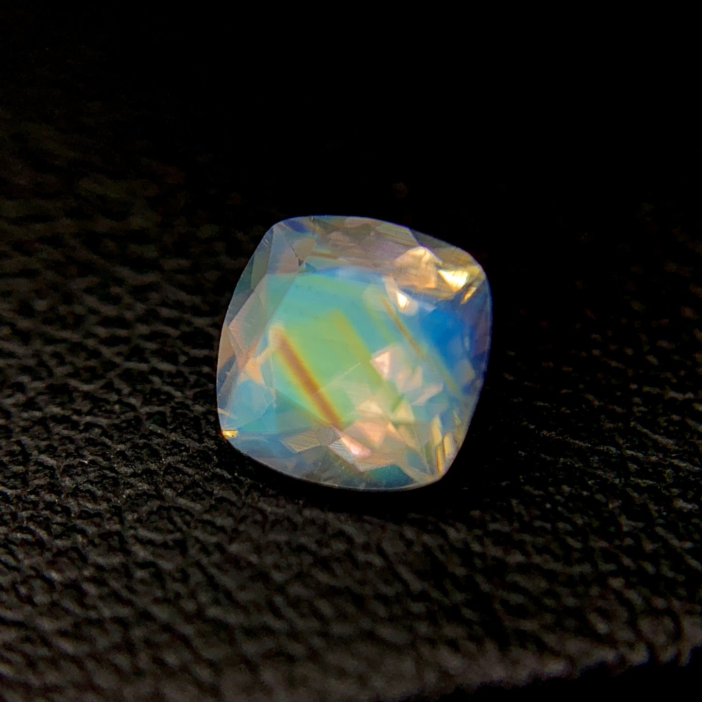 Natural Multi-Fire  Rainbow Moonstone 0.66 Carat 5.7x5.7 MM Cushion Shape Faceted Gemstone