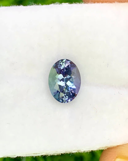 Natural Bi Color Tanzanite 1.10 Carat 7.6x5.7 MM Oval Shape Faceted Gemstone