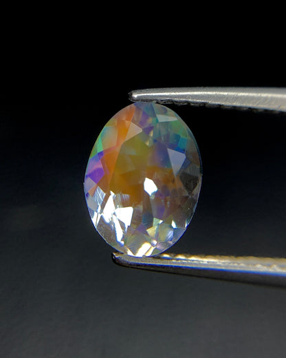 Natural Multi Fire Rainbow Moonstone 1.00 Carat 7.8x5.9 MM Oval Shape Faceted Gemstone from Madagascar 