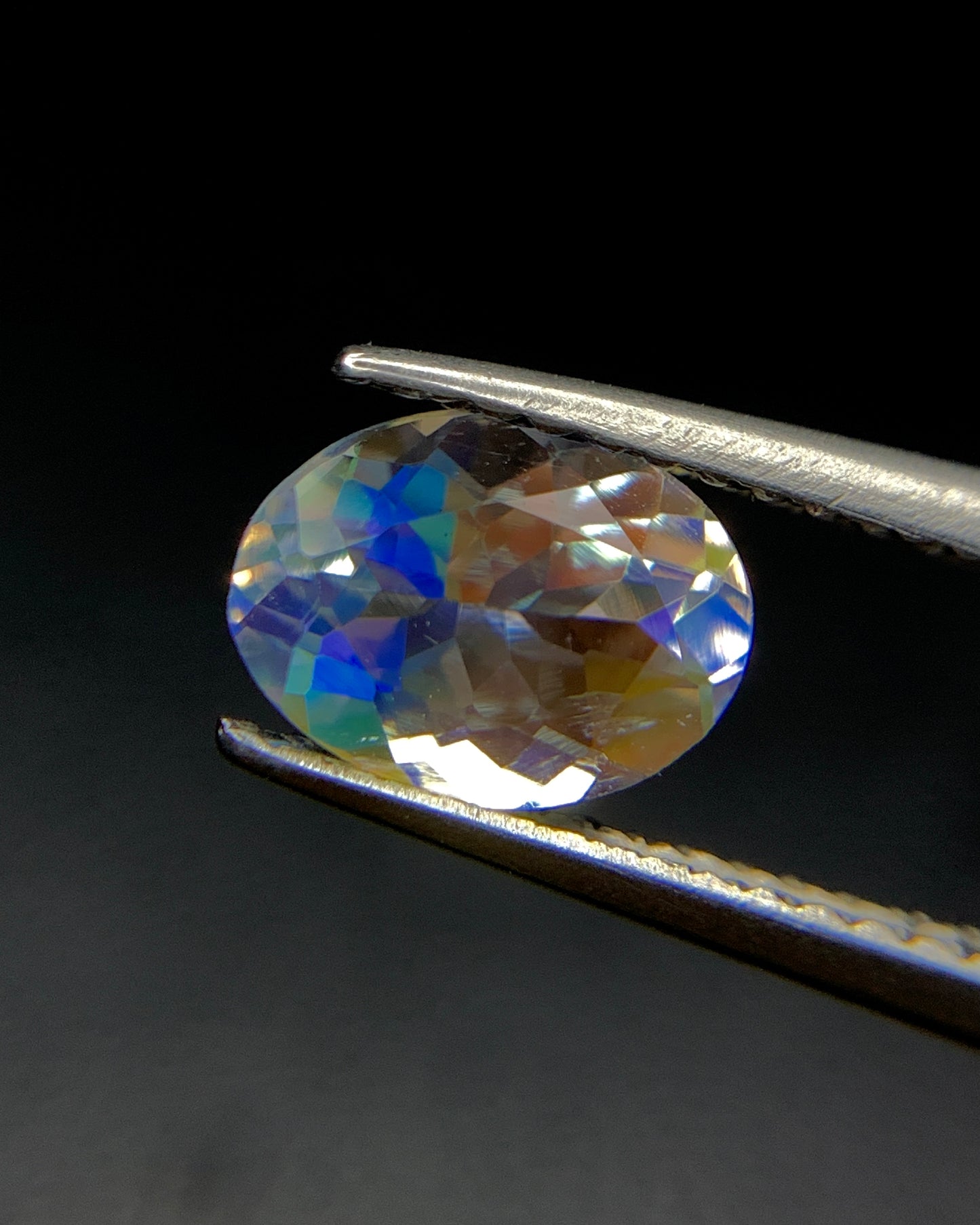Natural Multi Fire Rainbow Moonstone 1.00 Carat 7.8x5.9 MM Oval Shape Faceted Gemstone from Madagascar 
