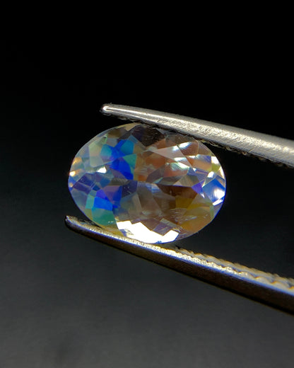 Natural Multi Fire Rainbow Moonstone 1.00 Carat 7.8x5.9 MM Oval Shape Faceted Gemstone from Madagascar 