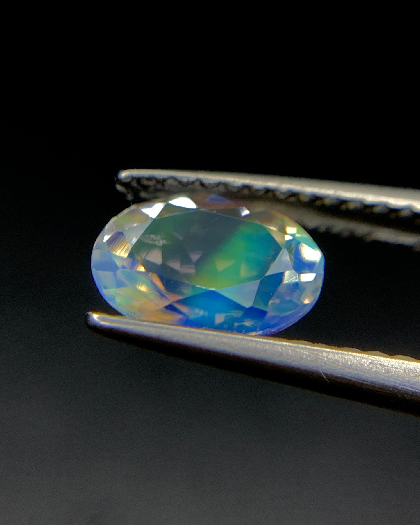 Natural Multi Fire Rainbow Moonstone 1.00 Carat 7.8x5.9 MM Oval Shape Faceted Gemstone from Madagascar 