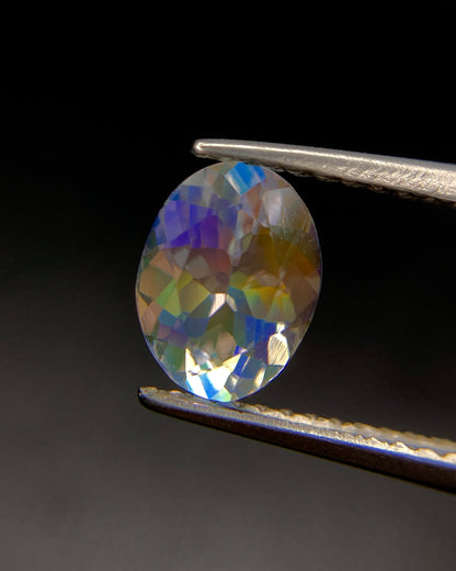 Natural Multi Fire Rainbow Moonstone 1.00 Carat 7.8x5.9 MM Oval Shape Faceted Gemstone from Madagascar 