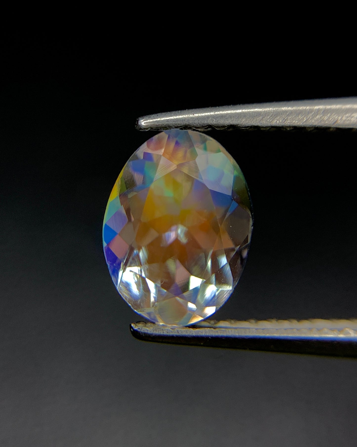 Natural Multi Fire Rainbow Moonstone 1.00 Carat 7.8x5.9 MM Oval Shape Faceted Gemstone from Madagascar 