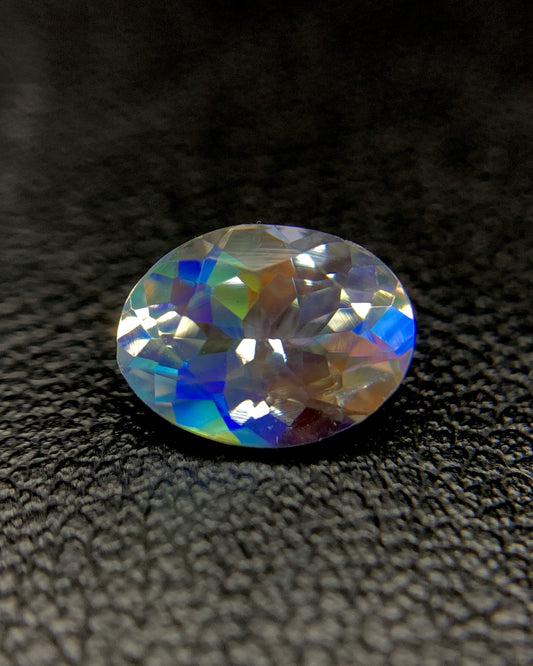 Natural Multi Fire Rainbow Moonstone 1.00 Carat 7.8x5.9 MM Oval Shape Faceted Gemstone from Madagascar 