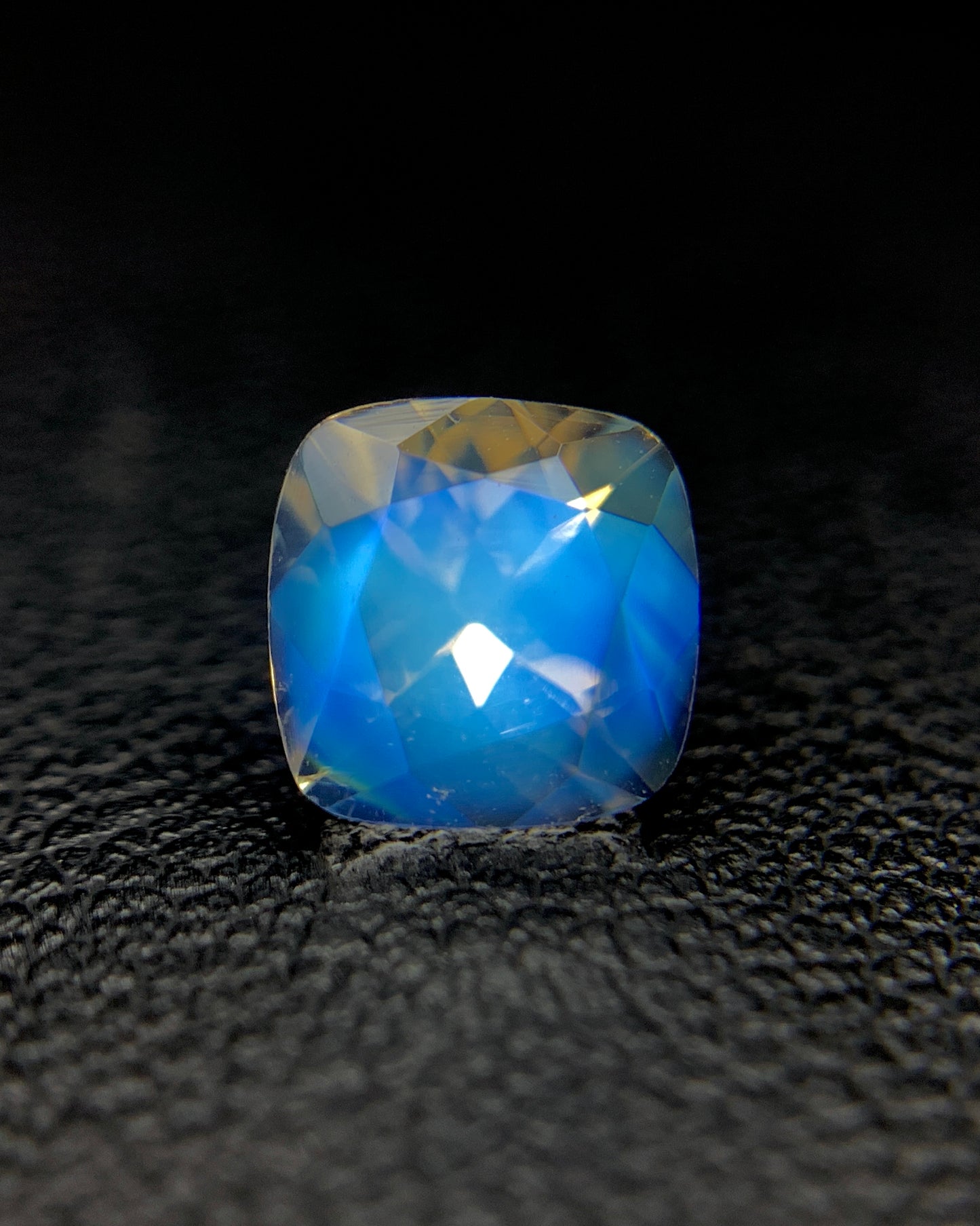Natural Blue Fire Rainbow Moonstone 1.16 Carat 6.2x6.2 MM Cushion Shape Faceted Gemstone from Madagascar 