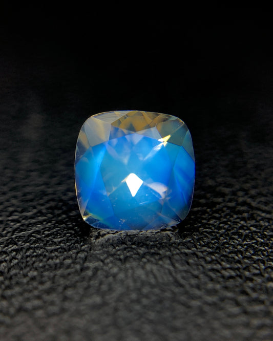 Natural Blue Fire Rainbow Moonstone 1.16 Carat 6.2x6.2 MM Cushion Shape Faceted Gemstone from Madagascar 