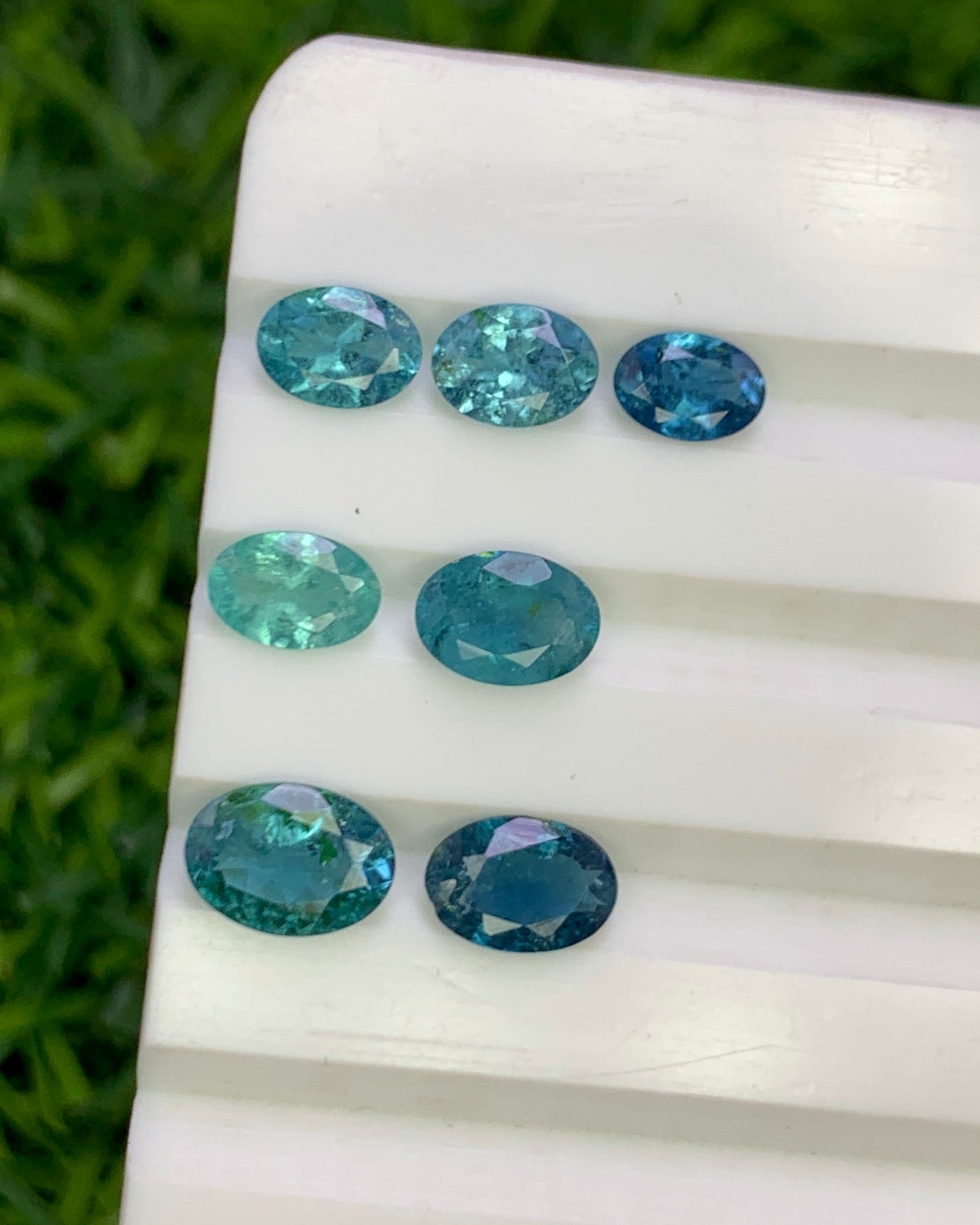 Natural Indicolite Tourmaline Lot 3.09 Carat Mix Size Oval Shape Faceted Gemstone 7 Piece Lot