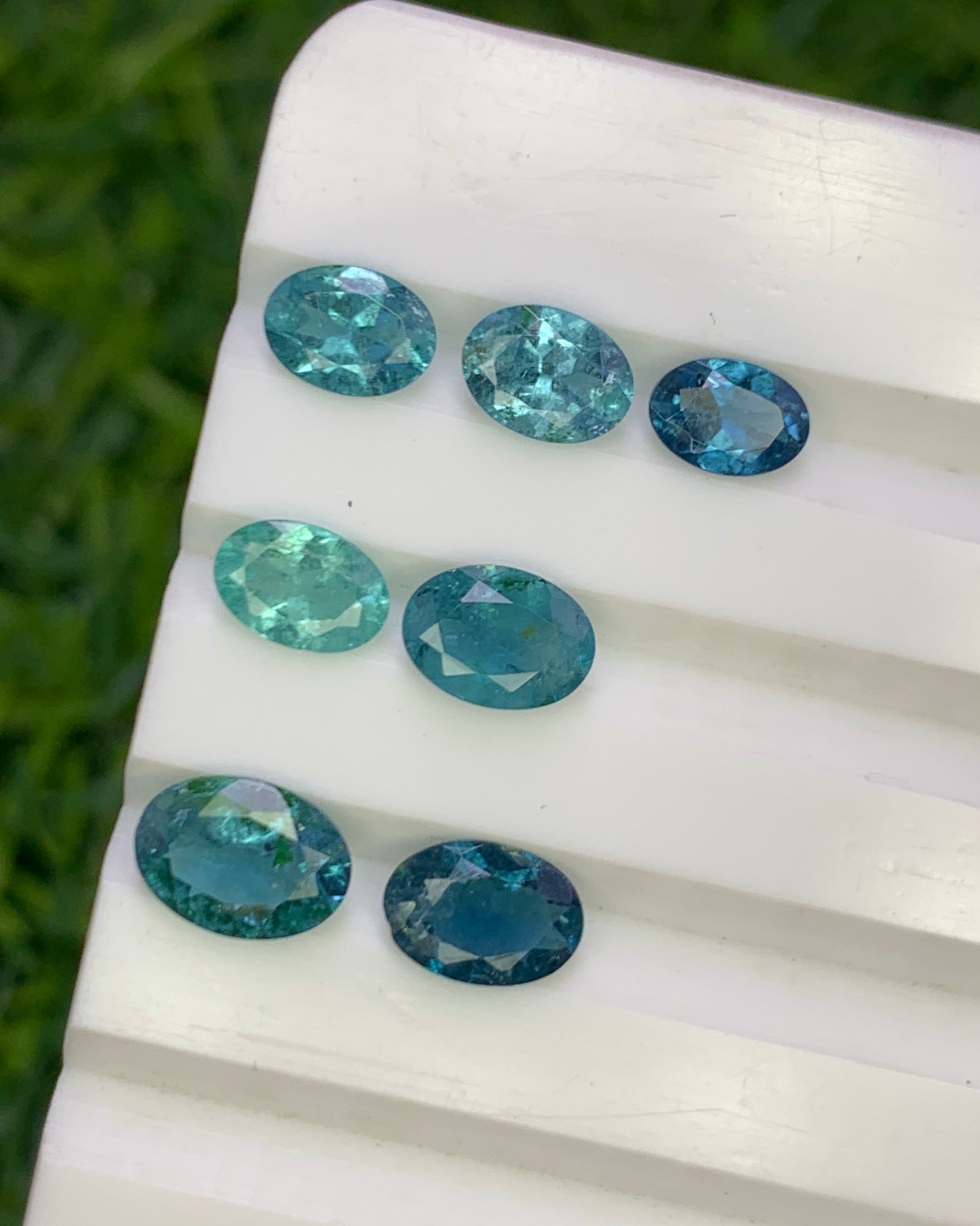 Natural Indicolite Tourmaline Lot 3.09 Carat Mix Size Oval Shape Faceted Gemstone 7 Piece Lot