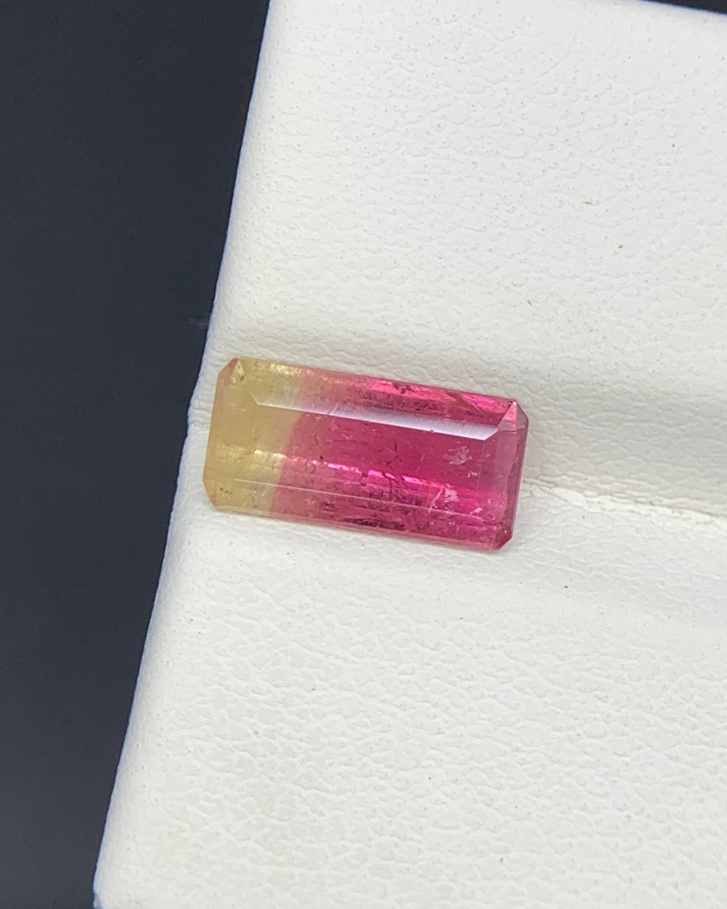 Natural Bi Color Tourmaline 1.59 Carat 10.8x5.2 MM Baguette Shape Faceted Gemstone 