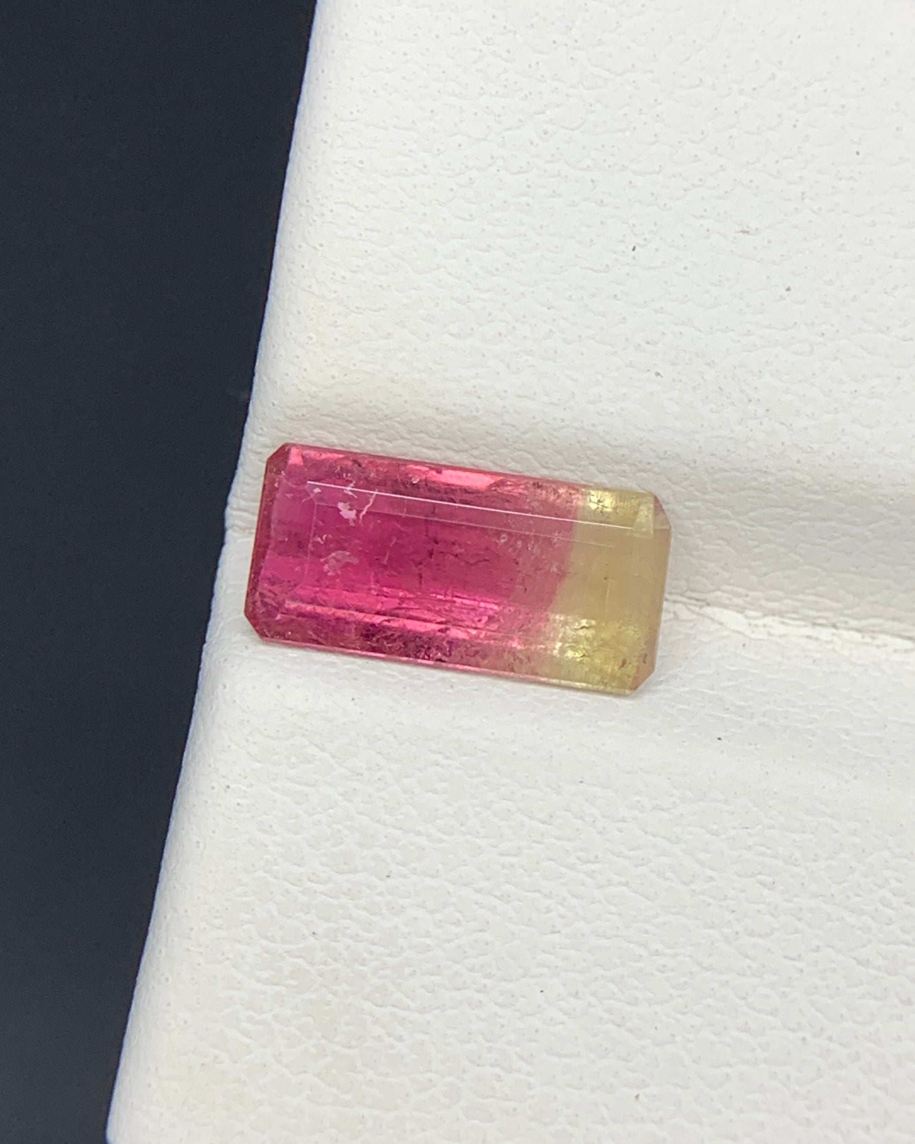 Natural Bi Color Tourmaline 1.59 Carat 10.8x5.2 MM Baguette Shape Faceted Gemstone 