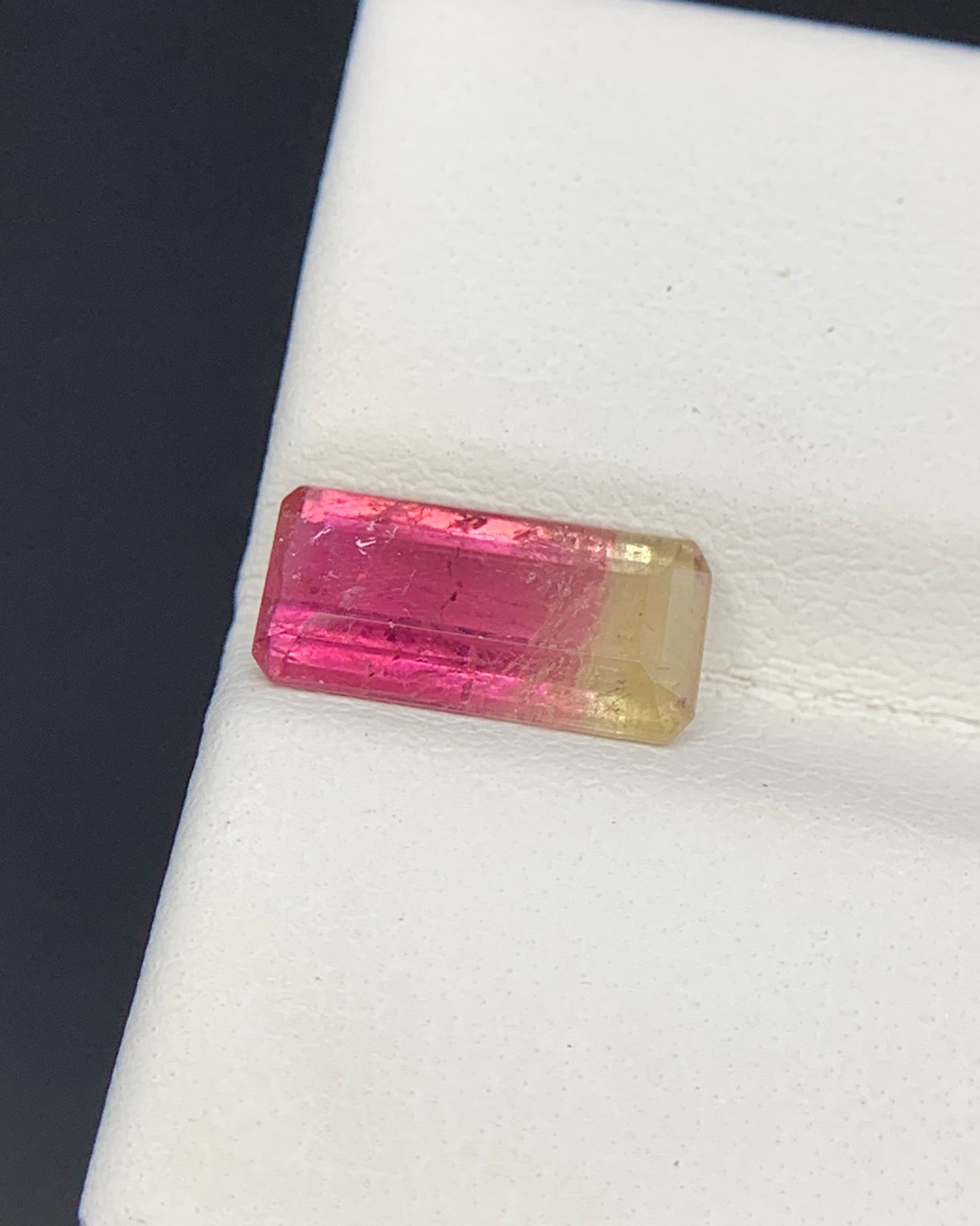 Natural Bi Color Tourmaline 1.59 Carat 10.8x5.2 MM Baguette Shape Faceted Gemstone 