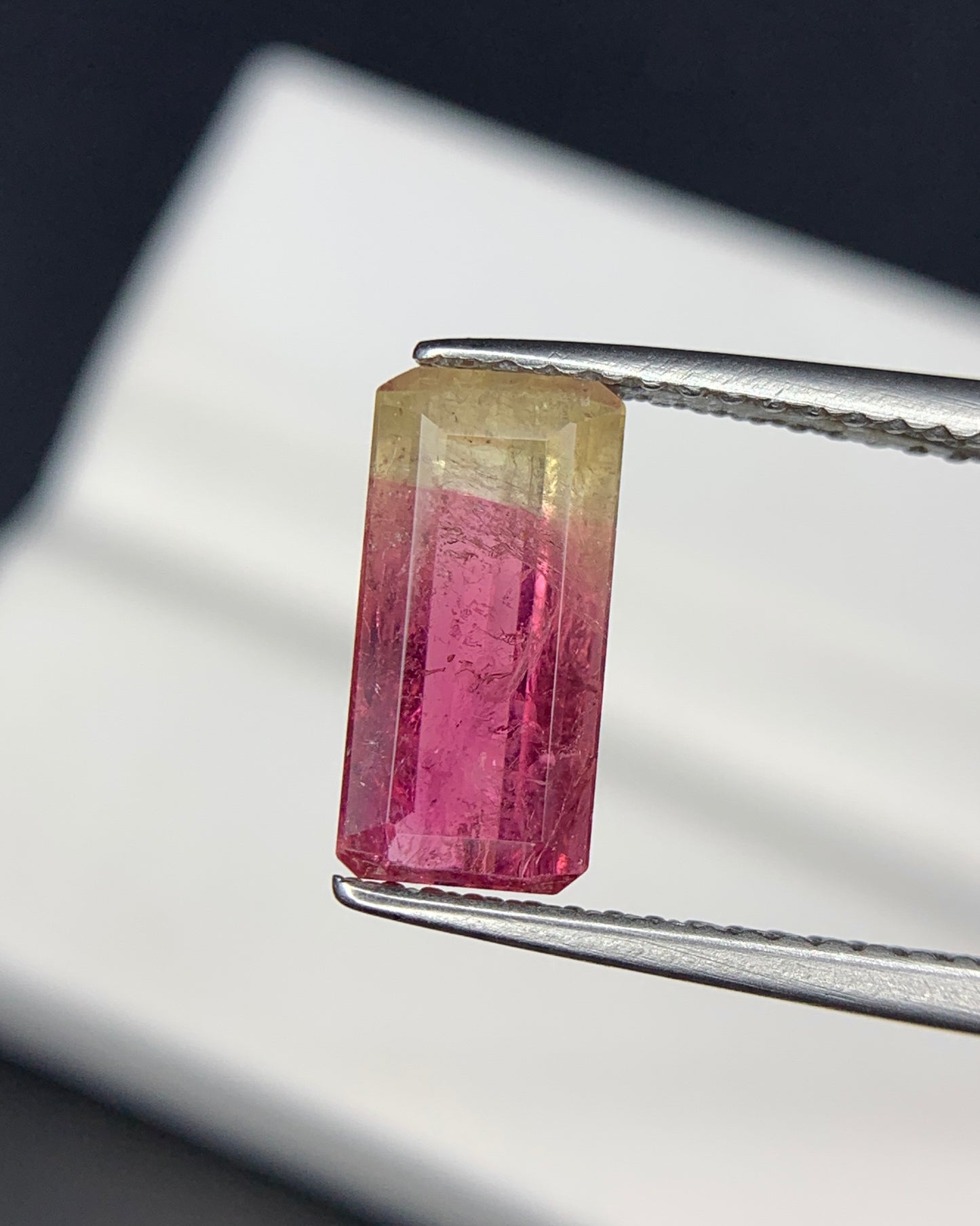 Natural Bi Color Tourmaline 1.59 Carat 10.8x5.2 MM Baguette Shape Faceted Gemstone 